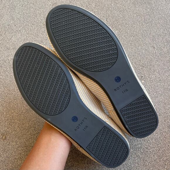 Rothy's The Flat Dandelion Triple Stitch Women 11.5 Shoe Yellow Grey White Flats - Picture 12 of 15